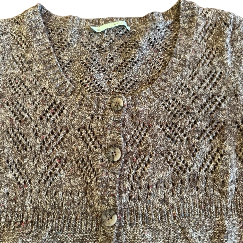 Maurices Heathered Brown Short Sleeve Knit Cardigan - Picture 3 of 5